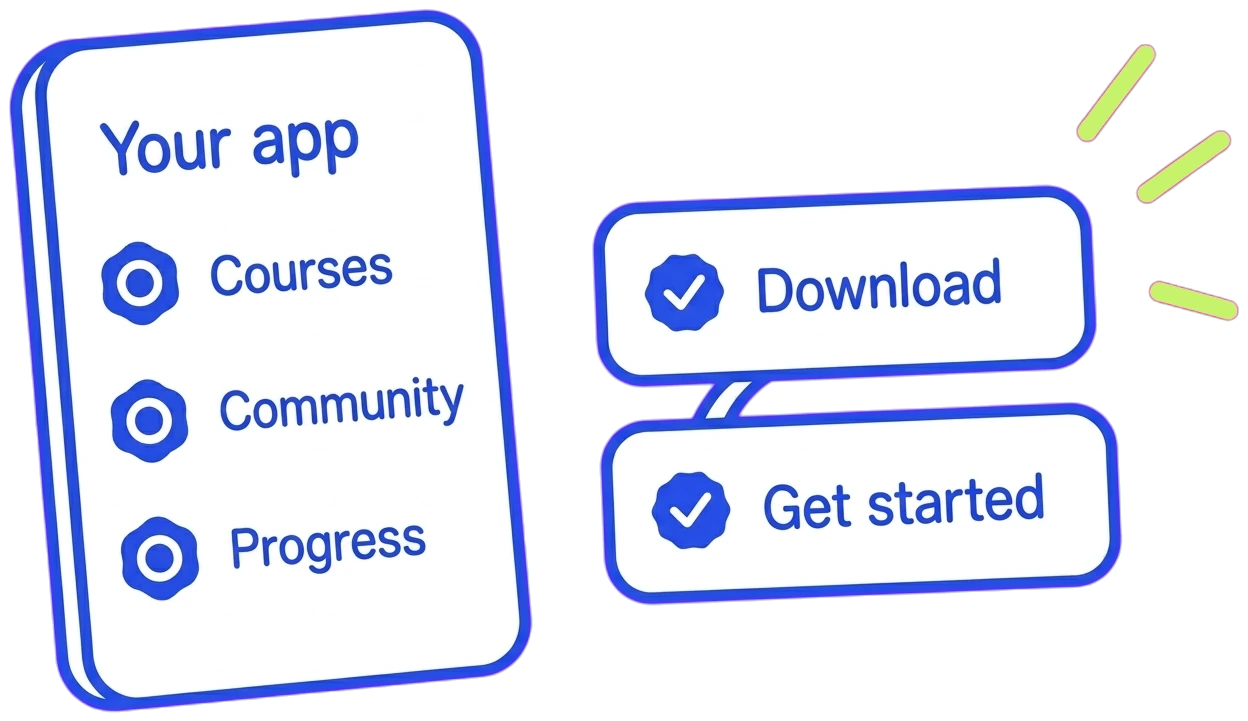 An app with courses, community and progress